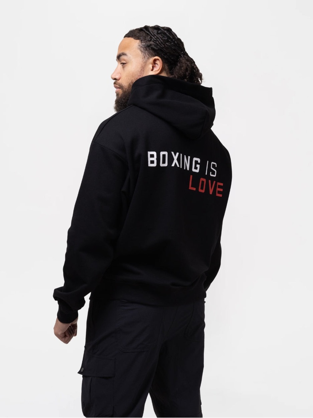 Boxraw Boxing is Love Oversized Black Hoodie Mens Sz XL